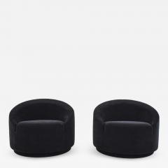 Mid Century Modern Swivel Tub Chairs in Black Mohair - 1304290