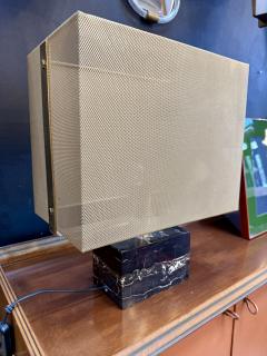 Mid Century Modern Table Lamp with Brass Mesh Shade Marble Base - 4320038