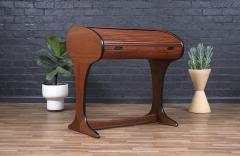 Mid Century Modern Tambour Door Rolltop Writing Desk - 3931191