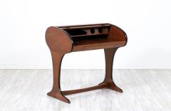 Mid Century Modern Tambour Door Walnut Writing Desk - 2900334