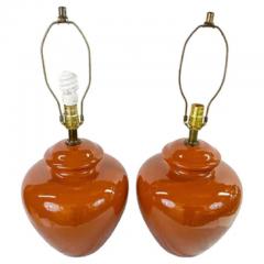 Mid Century Modern Tawny Brown Ceramic Table Lamp a Pair - 2867348