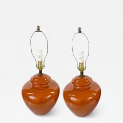 Mid Century Modern Tawny Brown Ceramic Table Lamp a Pair - 2901951