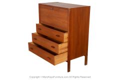 Mid Century Modern Teak Secretary Desk Vanity with Mirror - 3928567