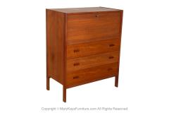 Mid Century Modern Teak Secretary Desk Vanity with Mirror - 3928571