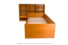 Mid Century Modern Teak Single Twin Size Trundle Bookcase Headboard Bed - 3033209