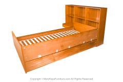 Mid Century Modern Teak Single Twin Size Trundle Bookcase Headboard Bed - 3033211