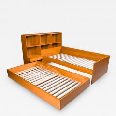 Mid Century Modern Teak Single Twin Size Trundle Bookcase Headboard Bed - 3036330