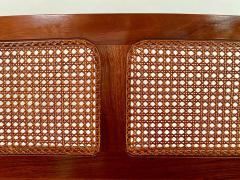 Mid Century Modern Teak and Cane Design Queen Headboard - 3077870