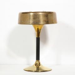 Mid Century Modern Textured Brass Black Enamel Hourglass Form Table Lamp - 1802141
