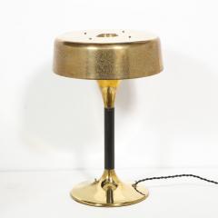 Mid Century Modern Textured Brass Black Enamel Hourglass Form Table Lamp - 1802142