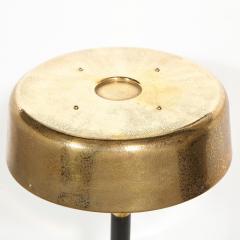 Mid Century Modern Textured Brass Black Enamel Hourglass Form Table Lamp - 1802144