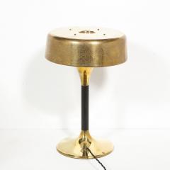Mid Century Modern Textured Brass Black Enamel Hourglass Form Table Lamp - 1802146