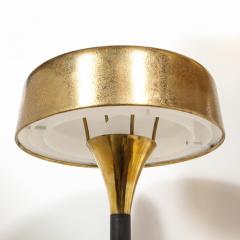 Mid Century Modern Textured Brass Black Enamel Hourglass Form Table Lamp - 1802147