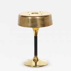 Mid Century Modern Textured Brass Black Enamel Hourglass Form Table Lamp - 1803978
