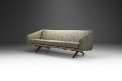 Mid Century Modern Three Seater Sofa with Wooden Cross Legs Europe ca 1950s - 2636539