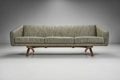 Mid Century Modern Three Seater Sofa with Wooden Cross Legs Europe ca 1950s - 2636541