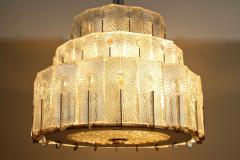 Mid Century Modern Three Tier Glass Chandelier by Rupert Nikoll Austria 1950s - 3717730