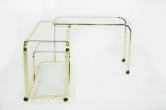 Mid Century Modern Tiered Brass Glass Bar Cart - 2256616