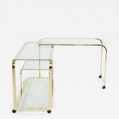 Mid Century Modern Tiered Brass Glass Bar Cart - 2259237