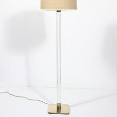 Mid Century Modern Translucent Lucite Polished Brass Floor Lamp signed Hansen - 4038007