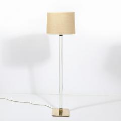 Mid Century Modern Translucent Lucite Polished Brass Floor Lamp signed Hansen - 4038008