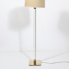 Mid Century Modern Translucent Lucite Polished Brass Floor Lamp signed Hansen - 4038010