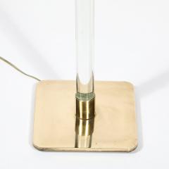 Mid Century Modern Translucent Lucite Polished Brass Floor Lamp signed Hansen - 4038012