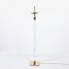 Mid Century Modern Translucent Lucite Polished Brass Floor Lamp signed Hansen - 4038026