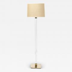 Mid Century Modern Translucent Lucite Polished Brass Floor Lamp signed Hansen - 4039469
