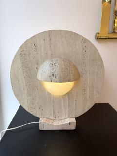 Mid Century Modern Travertine Abstract Sculpture Lamp Italy 1970s - 2780213