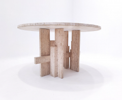 Mid Century Modern Travertine Dining Table by Willy Ballez 1970s - 3399678