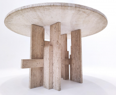 Mid Century Modern Travertine Dining Table by Willy Ballez 1970s - 3399681