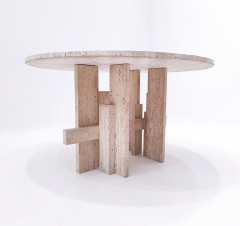 Mid Century Modern Travertine Dining Table by Willy Ballez 1970s - 3399684