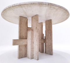 Mid Century Modern Travertine Dining Table by Willy Ballez 1970s - 3399685