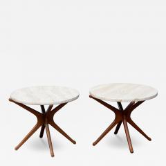 Mid Century Modern Travertine Side Tables - 4361209