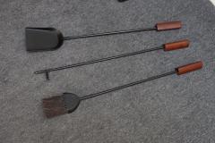 Mid Century Modern Triangular Guitar Pick Form Fire Tool Set in Walnut and Iron - 4380708