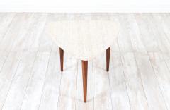 Mid Century Modern Triangular Travertine Stone Top Side Table - 3016492