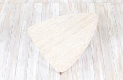Mid Century Modern Triangular Travertine Stone Top Side Table - 3016493