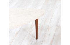 Mid Century Modern Triangular Travertine Stone Top Side Table - 3016497