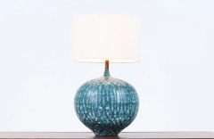 Mid Century Modern Turquoise Glaze Ceramic Table Lamp - 2455896