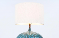 Mid Century Modern Turquoise Glaze Ceramic Table Lamp - 2455899