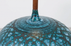 Mid Century Modern Turquoise Glaze Ceramic Table Lamp - 2455903
