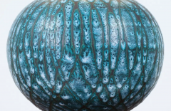 Mid Century Modern Turquoise Glaze Ceramic Table Lamp - 2455904