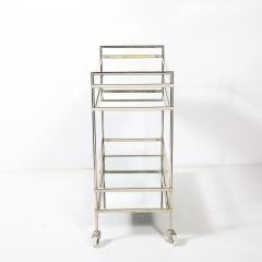 Mid Century Modern Two Tier Bar Cart in Antiqued Nickel Finish - 4744971
