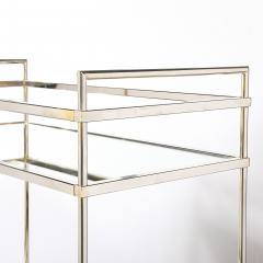 Mid Century Modern Two Tier Bar Cart in Antiqued Nickel Finish - 4744972