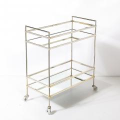 Mid Century Modern Two Tier Bar Cart in Antiqued Nickel Finish - 4744973
