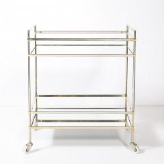 Mid Century Modern Two Tier Bar Cart in Antiqued Nickel Finish - 4744999