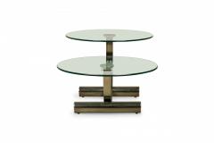 Mid Century Modern Two Tier Circular Glass Silver Metal Frame Coffee Table - 4658227