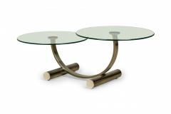 Mid Century Modern Two Tier Circular Glass Silver Metal Frame Coffee Table - 4658229