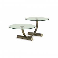 Mid Century Modern Two Tier Circular Glass Silver Metal Frame Coffee Table - 4708842
